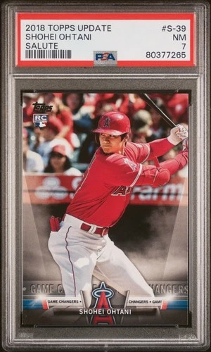 SHOHEI OHTANI 2018 TOPPS UPDATE SALUTE ROOKIE RC #S-39 PSA 7 NM DODGERS JAPAN!