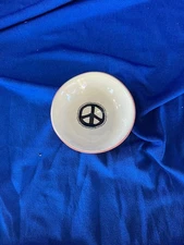Peace Sign Trinket Dish Ceramic Pottery