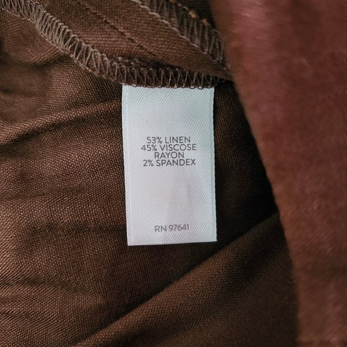 J.Jill Linen Stretch Brown Pants Women's Size L Elastic Waist Slit Hem Capsule - Picture 6 of 9