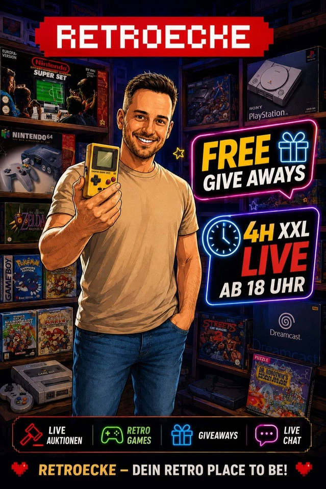 4h XXL Stream mit Retro Games, Konsolen und Give Aways!