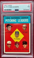 1963 TOPPS 1962 NATIONAL LEAGUE PITCHING LEADERS #7 PSA 7 NM DON DRYSDALE HOF
