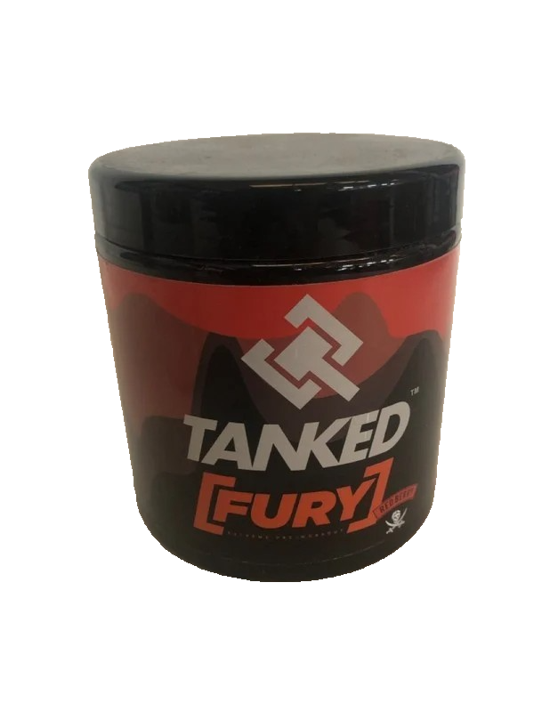 Tanked Fury Pre Workout 40 Servings Muscle Pump Energy Powder Red Berry