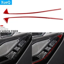 Red Carbon Fiber Window Lift Switch Panel Trim Strips For Ford Explorer 2020-23