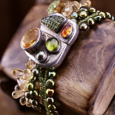 アクセサリー Ethan Amy Kahn Russell 925 Magnetic Clasp Citrine Topaz Peridot Amber
