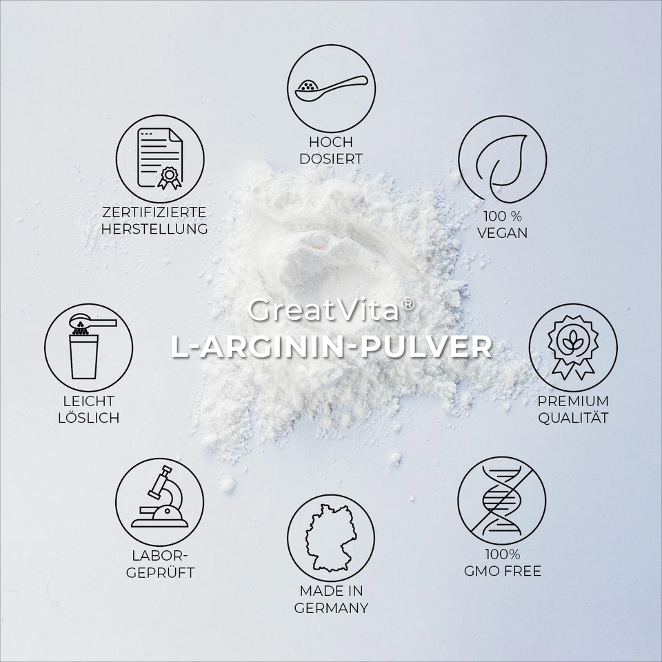 GreatVita 800g L-Arginin Base Pulver | Aminosäure Premium Qualität - kein HCL - Bild 4 von 4