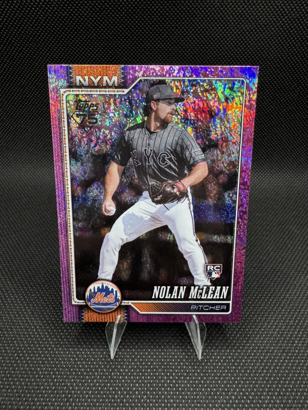 NOLAN McLEAN Pink Holo Foil - 2026 Topps Series 1 #214 New York Mets Rookie RC