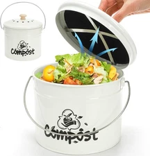 Small Kitchen Compost Bin, 1 Gallon Odorless Composter Container, Food Waste