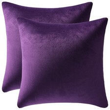 18x18 Throw Pillow Cases Purple: 2 Pack Cozy Soft Velvet Square Decorative Pi...