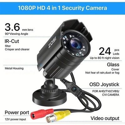   ZOSI 1080P CCTV Überwachungskamera 4in1 3000TVL HD Outdoor 80FT Nachtsicht