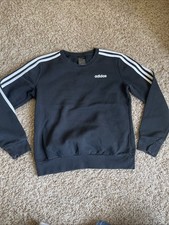Adidas Women Sweatshirt Black White 3 Stripes Classic Crew Neck Size Small