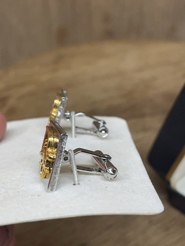 Vintage Estate CHRISTIAN DIOR Two-Toned Gold/Silver Signed LOGO Cufflinks Retro - Picture 13 of 24