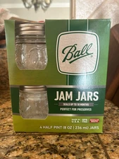 Ball Mason Canning Jam Jars (Half-Pint) 4-pack Brand New