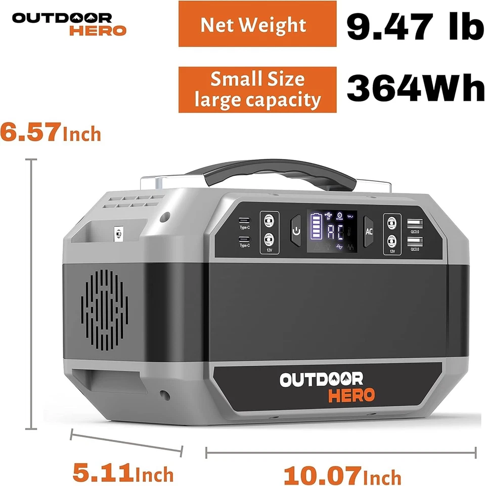 Central Eléctrica Portátil 350W, 364 Wh con 2-120 Voltios AC/DC USB C - Batería de Litio Foto 3 de 4