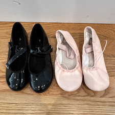 D.Jazz 2-Pair Dance Shoes Set: Black Tap Shoes w/ Tap Plates Ballet Flats 9