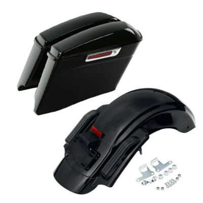 4'' Stretched Saddle Bags LED Rear Fender Fit For Harley CVO Street Glide 14-24