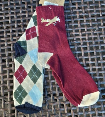 Crew Socks NEW Crazy 8 By Gymboree 2 pair Airplane + Argyle Boys L Fits Shoe 3-6