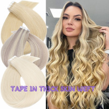 Tape In 100 Real Remy Human Hair Extensions Skin Weft Full Head Ombre CLEARANCE