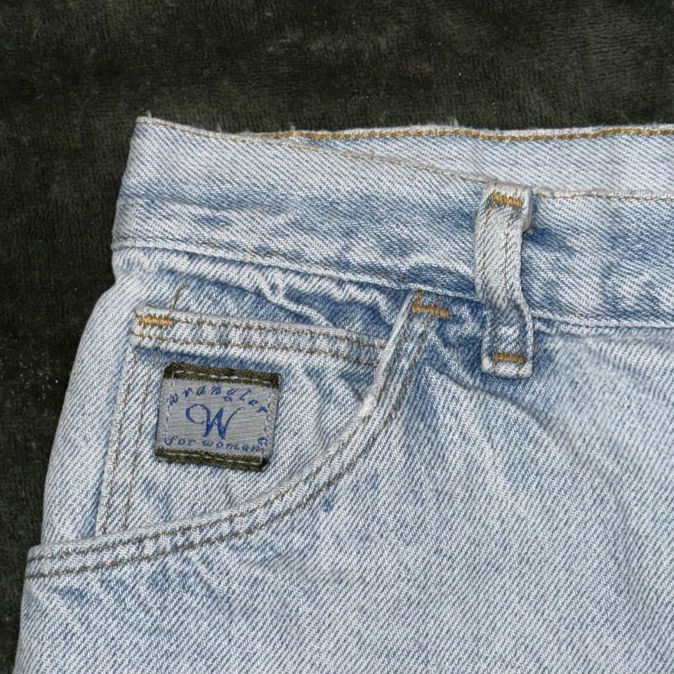 Pantalones Cortos Wrangler Mamá Niña 14 Azul Denim 100% Algodón 5 Bolsillos Plegables Tiro Alto Foto 2 de 4