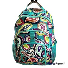 Unbranded Women s Backpack Aqua Paisley 4 Storage Places Padded Back-strap 17x12