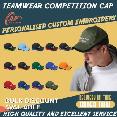 Personalised Beechfield Embroidered Teamwear Competition Contrast Cap Sports