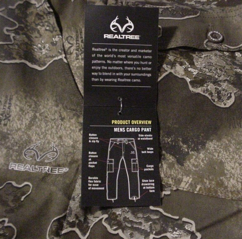 Camouflage Hunting Pants Men's Realtree&reg; EXCAPE 6 Pocket Cargo Style Size Choice