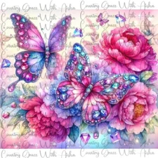 20oz Skinny Tumbler Sublimation Transfer Butterfly Floral Flowers Ready To Press