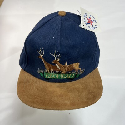 Vtg Deadstock Hat Redhead Two Tone Deer Buckle back USA Made Y2K