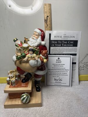ROYAL ALBERT OLD COUNTRY ROSES ROOFTOP SANTA FIGURINE #547  BOX + CERT