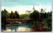Postcard ME Lower Bridge Dennysville Maine AX5
