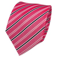 Tigertie Designer Seidenkrawatte Rot Weiß Schwarz Gestreift - Krawatte Seide