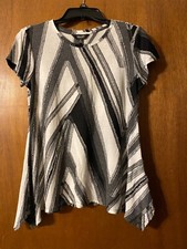 Top Simply Vera Wang blanco y negro borde crudo parche ondulado para mujer XSmall