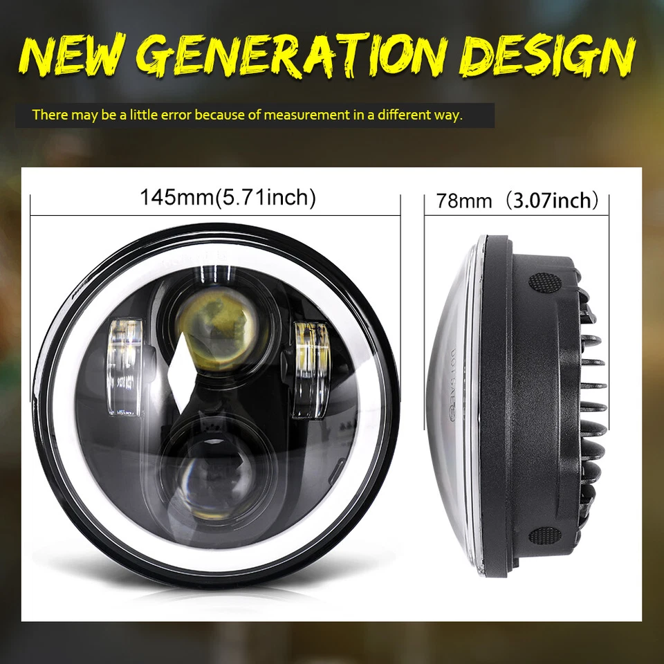 Faros LED negros de haz alto/bajo de 5,75"" 4 piezas para Chevy Corvette C1 C2 1959-1982 Foto 3 de 4