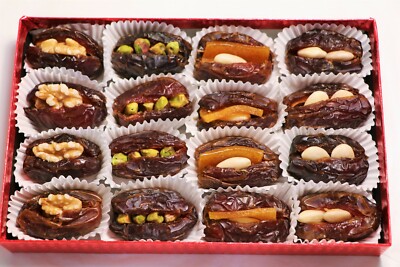 Assorted Dates with Nuts, Stuffed Medjool Dates, Gluten Free Healthy Snack 