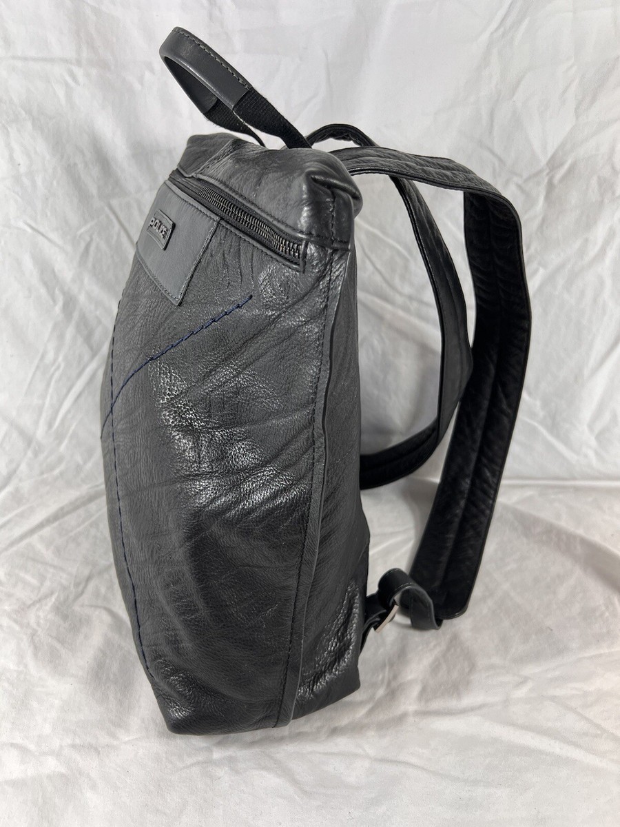 POLICE Black Leather Backpack Travel Bag | eBay display picture 2