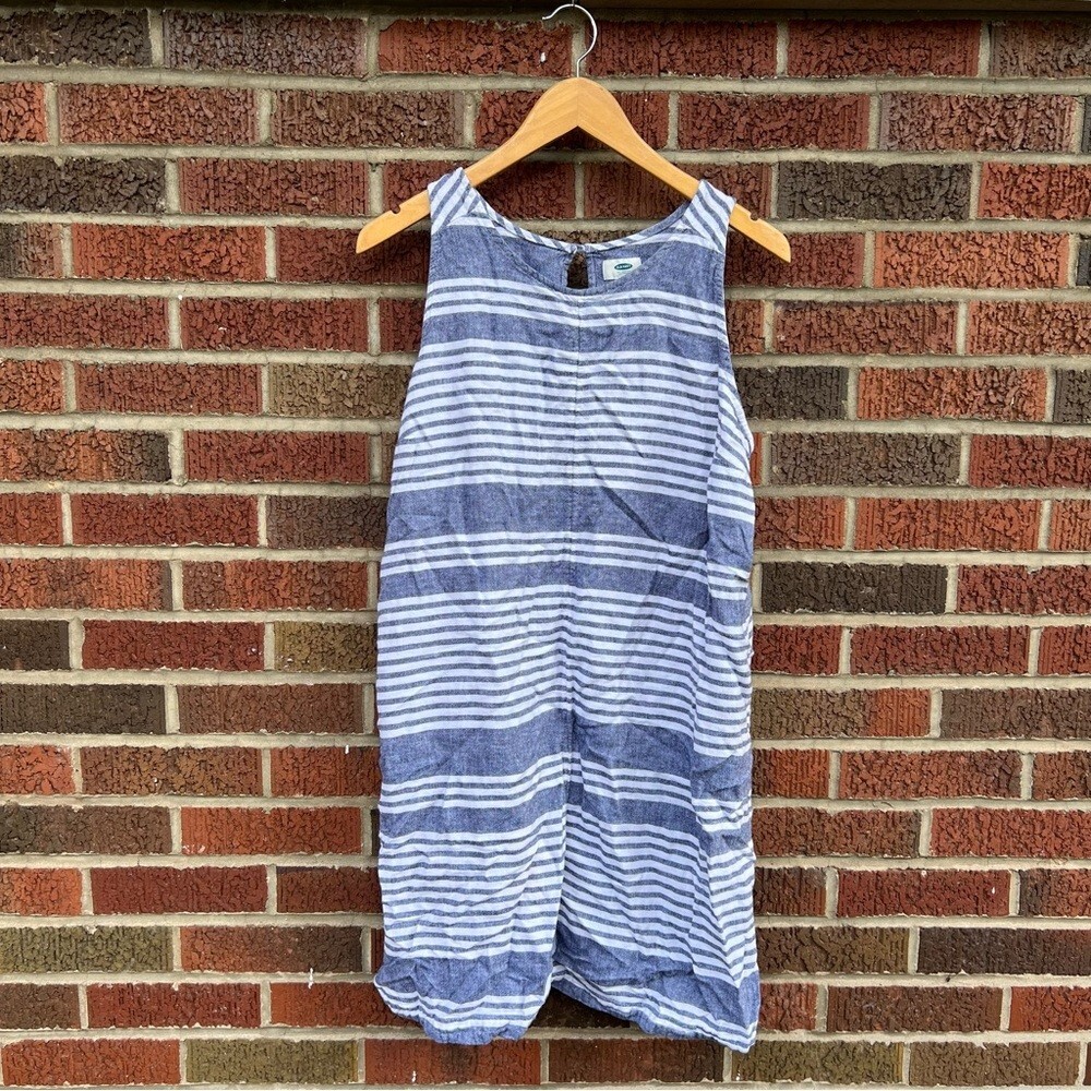 knee length dresses for ladies Striped in sand medium weight linen fabric (190 g/m2)