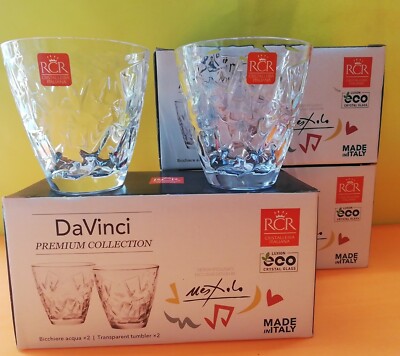 DAVINCI 2 GLÄSER UGO NESPOLO AUS GLAS KRISTALL TRANSPARENT RCR DA VINCI