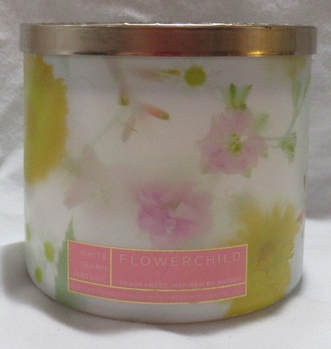 Lot de 2 bougies parfumées White Barn Nature Bath & Body Works 3 mèches FLOWERCHILD - Photo 2/4