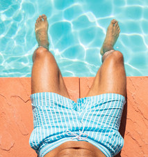 Brand New, Striped Blue Vilbrequin/Quality Men&#39;s Swim Shorts Size Medium