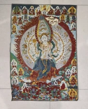 36" Tibet Tibetan Cloth Silk Ushnisha Sitatapatra Tara Tangka Thangka Mural 3