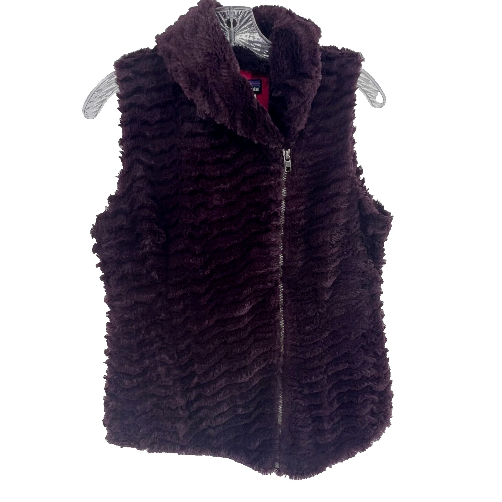PATAGONIA Women's Size S Plum Purple Pelage Textured Sherpa Faux Fur Lined Vest
