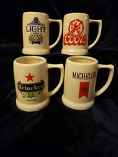Vintage Advertising Ceramic Beer Mugs Made in USA Man Cave Decor