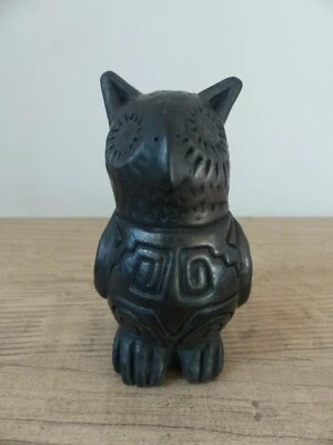 Vintage Figurine Chouette Noire Signée Edmondo Mendoza - Photo 1/4