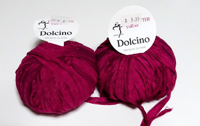 Lot of TWO Trendsetters DOLCINO 50 grams Ribbon Yarn # 108 or 1C8 Fuschia