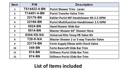 Kohler K-TS14422-4-T14491-4-22178-BN Purist Rite Temp Shower Kit Brushed Nickel - Picture 4 of 9