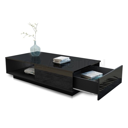Modern Coffee Table Storage Drawer Cabinet High Gloss Furniture 7 Models BK/WH - Picture 23 of 65