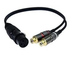 XLR 3Pin female to 2RCA Female Plug Stereo Phono Cable Adapter Microphone Cord