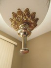 Vintage Mid Century Modern Hanging Glass Swag Lamp Hollywood Regency chain  plug — photo 3
