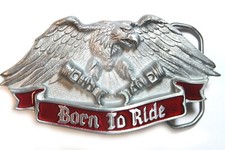 Born to Ride Motorcycle Theme American Eagle Design Belt Buckle