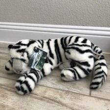 Aurora Wildbeasts White Bengal Tiger Plush Animal Lying Down 15  Blue Eyes W Tag