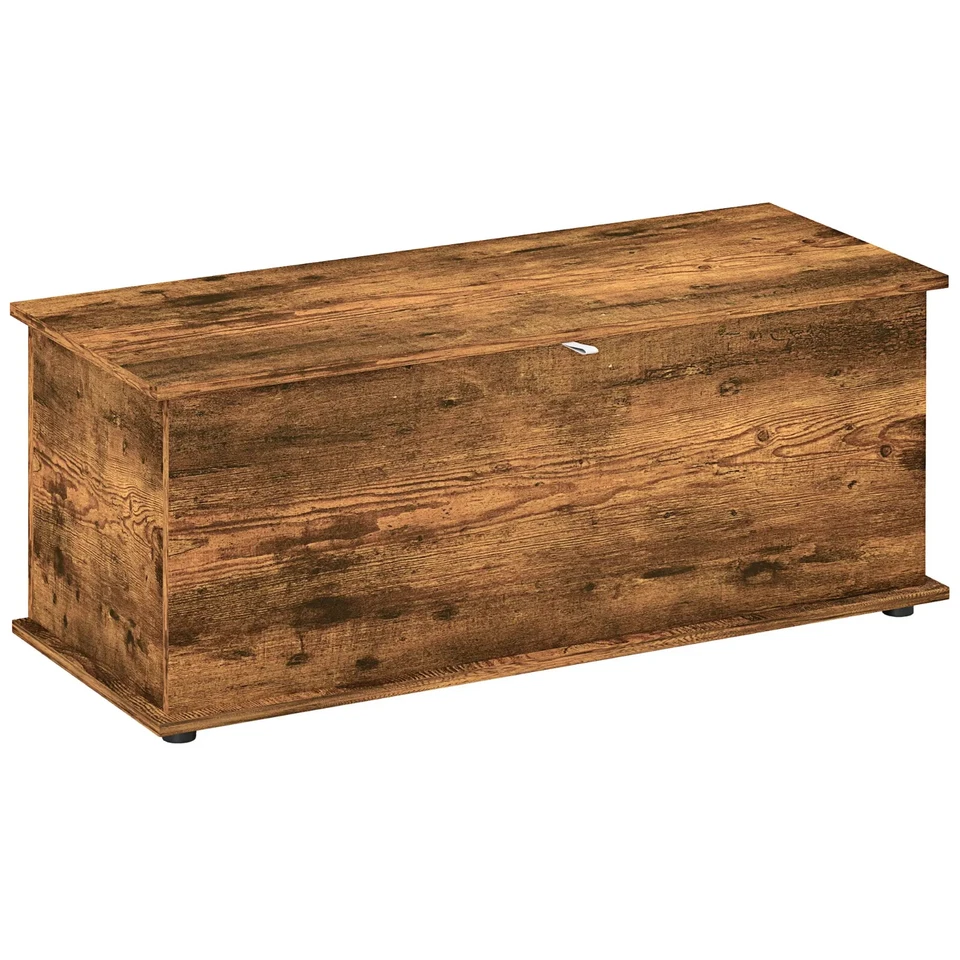 Extra Large Wooden Storage Box with Lid Trunk Smoked Rustic Chest Coffee Table - Image 3 of 4